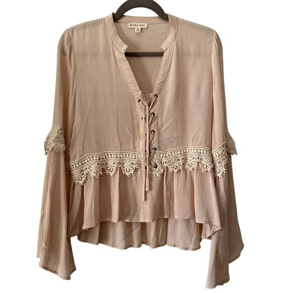 Double Zero Bohemian Neutral Tan/Cream Crochet Lace Never Worn - Picture 1 of 8